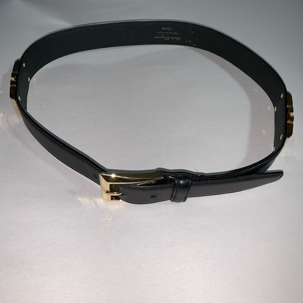SALVATORE FERRAGAMO size MED black/gold BELT - Picture 5 of 7